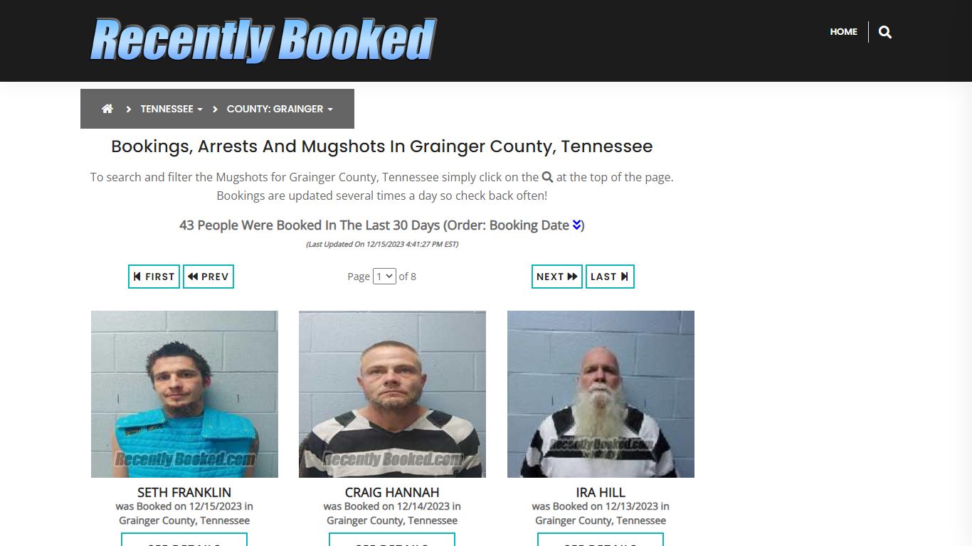 Bookings, Arrests and Mugshots in Grainger County, Tennessee